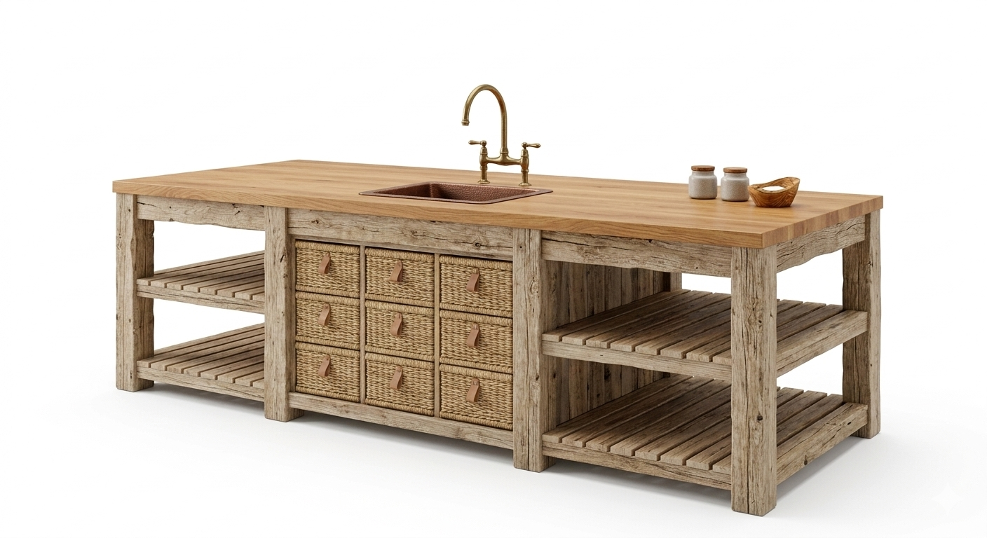 Hearthwood Farmhouse Kitchen Island with Integrated Sink